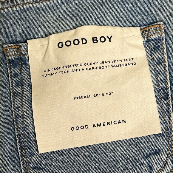 Good American Good Boy distressed knees indigo blue jeans - Picture 9 of 17